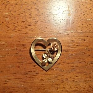 Gold and Silver Heart Brooch Singed